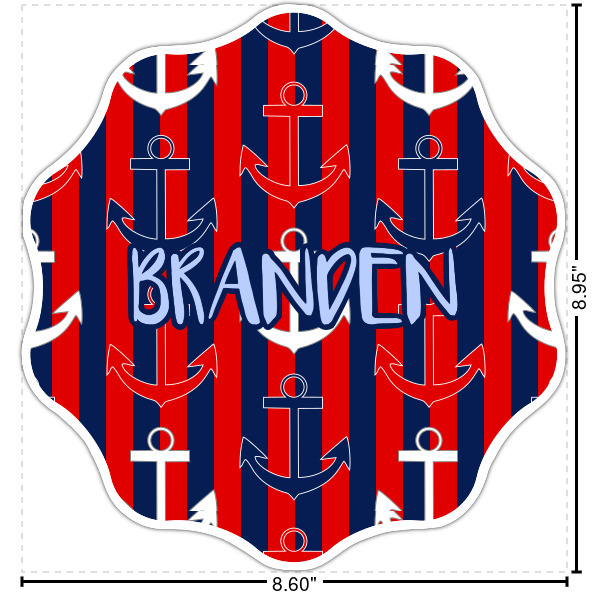 Custom Classic Anchor & Stripes Large Custom Shape Patch - 2XL (Personalized)
