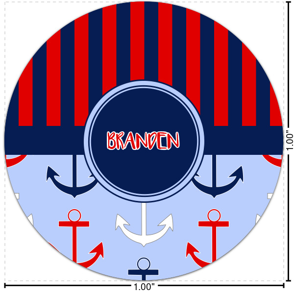 Custom Classic Anchor & Stripes Multipurpose Round Labels - 1" (Personalized)