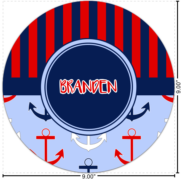 Custom Classic Anchor & Stripes Round Decal - Small (Personalized)