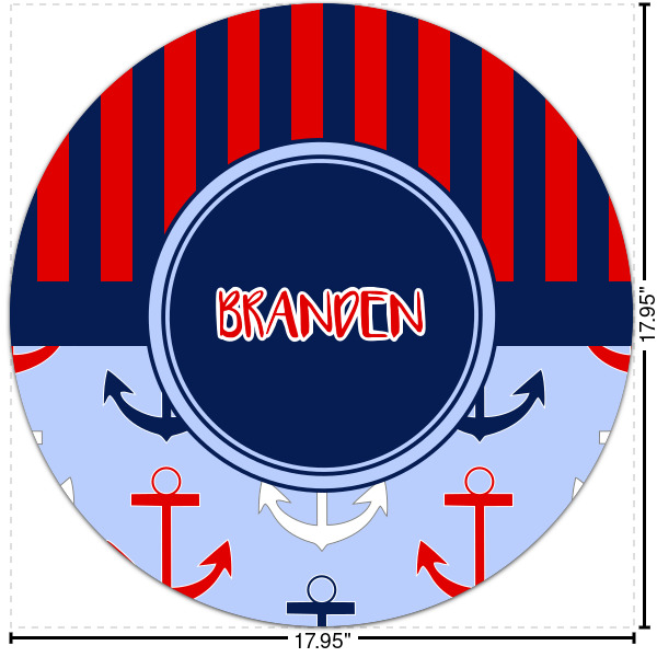 Custom Classic Anchor & Stripes Round Decal - Large (Personalized)