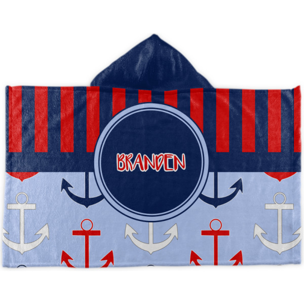 Custom Classic Anchor & Stripes Kids Hooded Towel (Personalized)