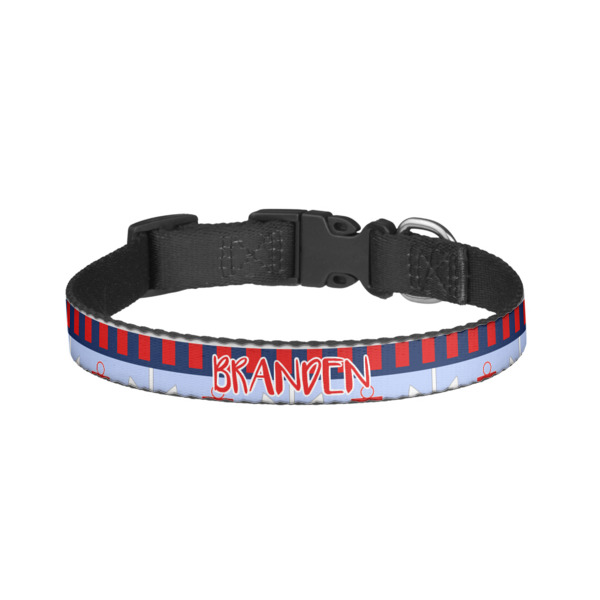 Custom Classic Anchor & Stripes Dog Collar - Small (Personalized)