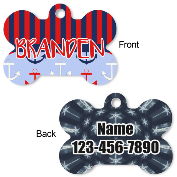 Custom Design - Bone Shaped Dog ID Tag - Small - Front & Back View