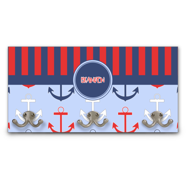Custom Classic Anchor & Stripes Wall Mounted Coat Rack (Personalized)