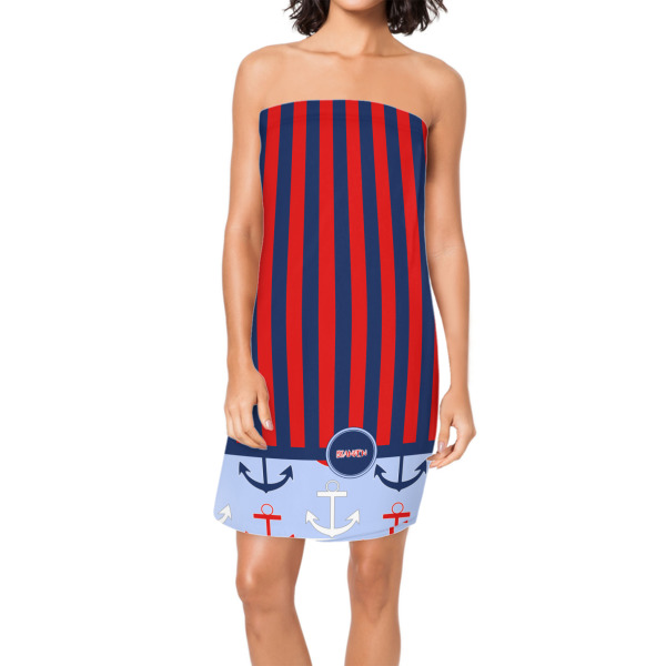 Custom Classic Anchor & Stripes Spa / Bath Wrap w/ Name or Text