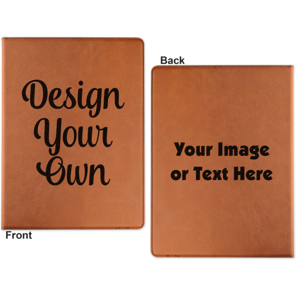 Custom Design - Cognac Leatherette Portfolios with Notepad - Large - Double Sided - Apvl