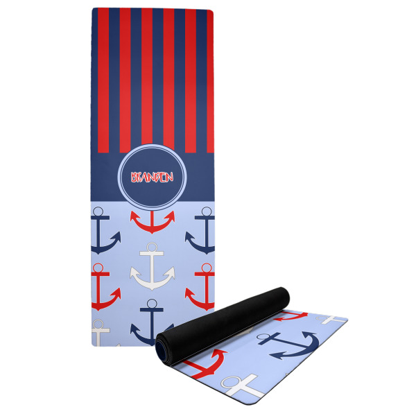 Custom Classic Anchor & Stripes Yoga Mat w/ Name or Text
