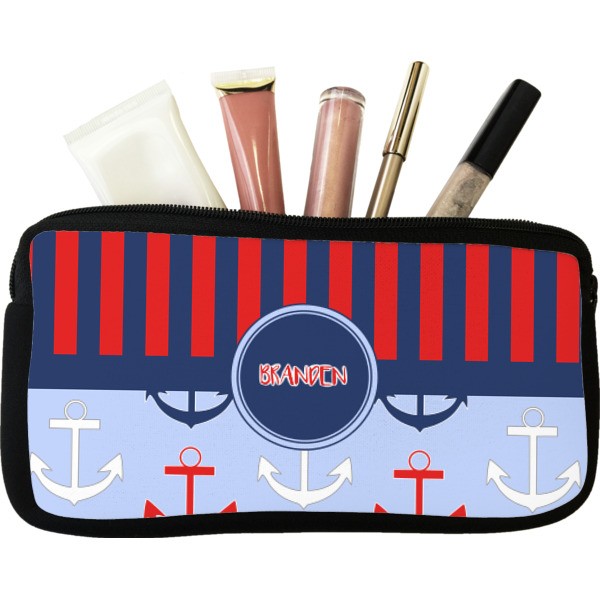 Custom Classic Anchor & Stripes Makeup / Cosmetic Bag (Personalized)