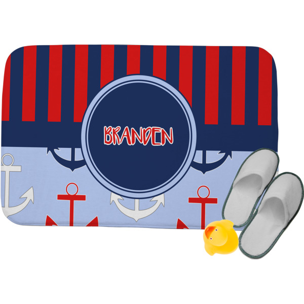 Custom Classic Anchor & Stripes Memory Foam Bath Mat (Personalized)