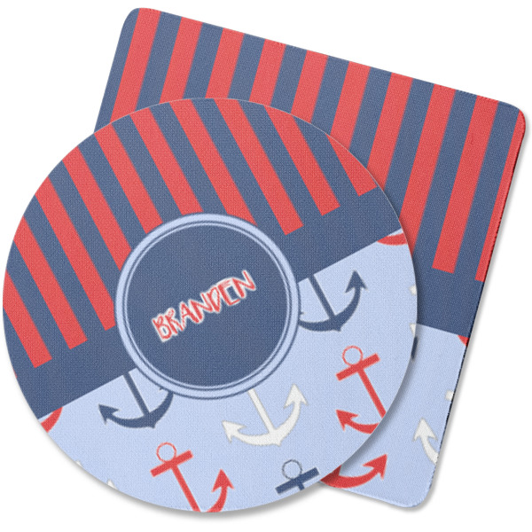 Custom Classic Anchor & Stripes Rubber Backed Coaster (Personalized)