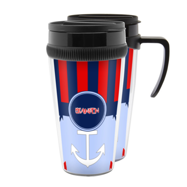 Custom Classic Anchor & Stripes Acrylic Travel Mug (Personalized)