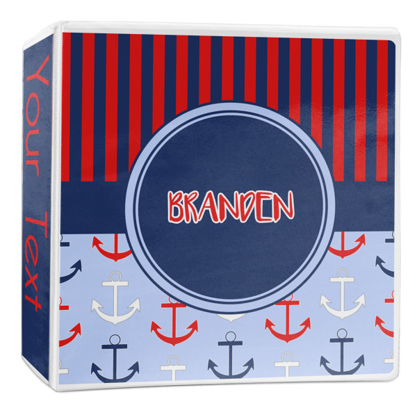 Custom Classic Anchor & Stripes 3-Ring Binder - 2 inch (Personalized)