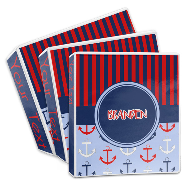 Custom Classic Anchor & Stripes 3-Ring Binder (Personalized)