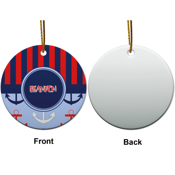 Custom Design - Ceramic Flat Ornament - Circle Front & Back (APPROVAL)