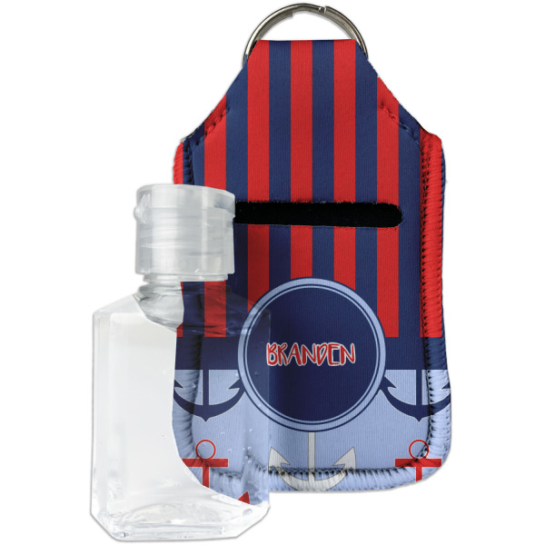 Custom Classic Anchor & Stripes Hand Sanitizer & Keychain Holder (Personalized)