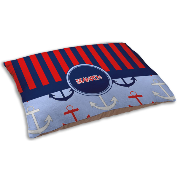 Custom Classic Anchor & Stripes Dog Bed - Small w/ Name or Text