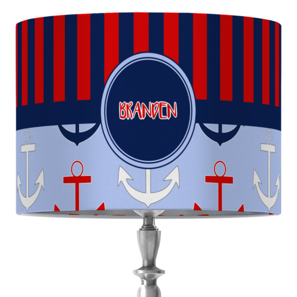 Custom Classic Anchor & Stripes 16" Drum Lamp Shade - Fabric (Personalized)