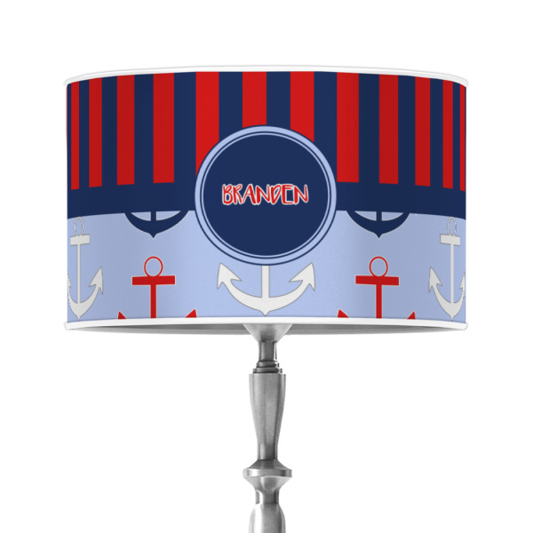 Custom Classic Anchor & Stripes 12" Drum Lamp Shade - Poly-film (Personalized)