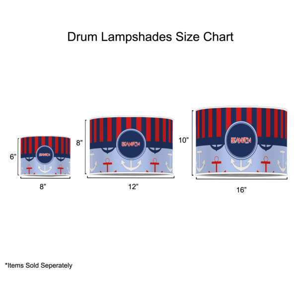 Custom Design - Drum Lampshades - Sizing Chart
