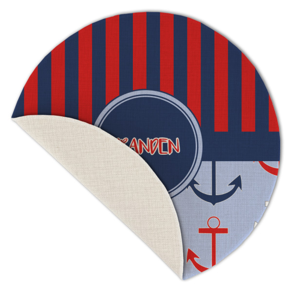 Custom Design - Round Linen Placemats - Front (folded corner single sided)