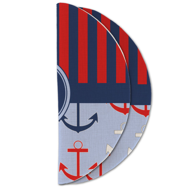 Custom Design - Round Linen Placemats - HALF FOLDED (double sided)