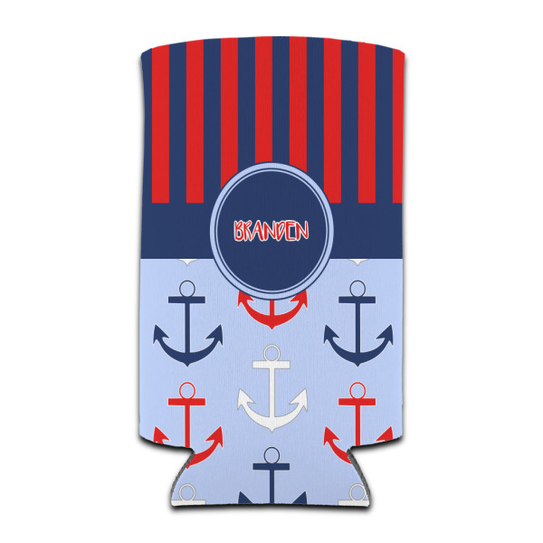 Custom Classic Anchor & Stripes Can Cooler (tall 12 oz) (Personalized)