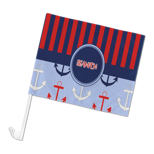 Custom Classic Anchor & Stripes Car Flag (Personalized)