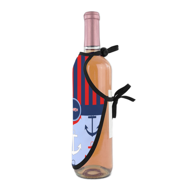 Custom Design - Wine Bottle Apron - DETAIL WITH CLIP ON NECK