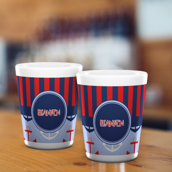 Custom Design - Ceramic Shot Glass - White - Lifestyle