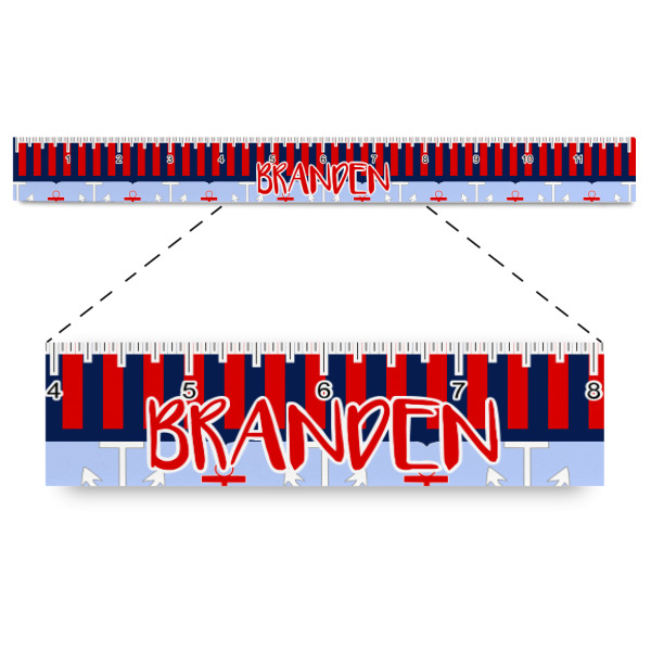 Custom Classic Anchor & Stripes Plastic Ruler - 12" (Personalized)