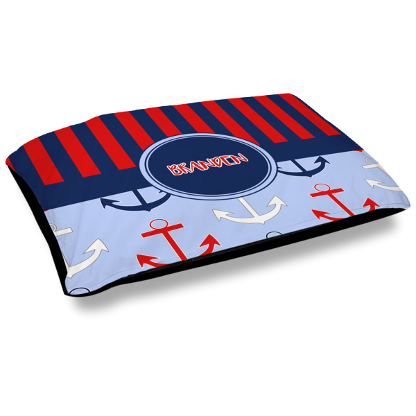 Custom Classic Anchor & Stripes Dog Bed w/ Name or Text