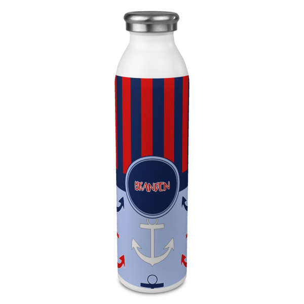Custom Classic Anchor & Stripes 20oz Stainless Steel Water Bottle - Full Print (Personalized)