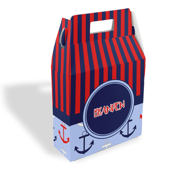 Custom Classic Anchor & Stripes Gable Favor Box (Personalized)