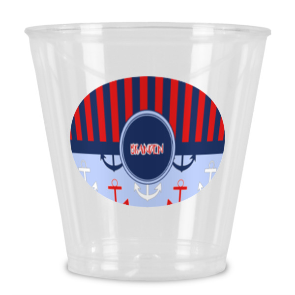 Custom Classic Anchor & Stripes Plastic Shot Glass (Personalized)