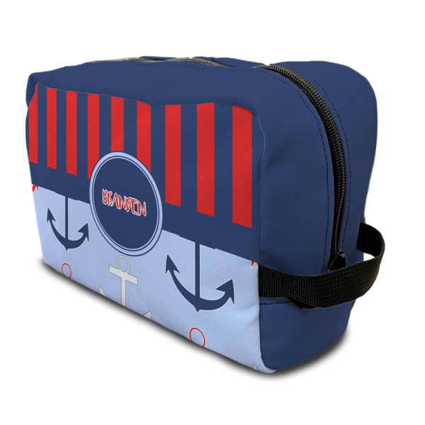 Custom Classic Anchor & Stripes Toiletry Bag / Dopp Kit (Personalized)