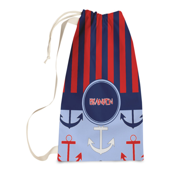 Custom Classic Anchor & Stripes Laundry Bags - Small (Personalized)