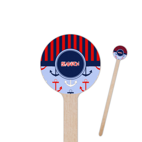 Custom Classic Anchor & Stripes Round Wooden Stir Sticks (Personalized)