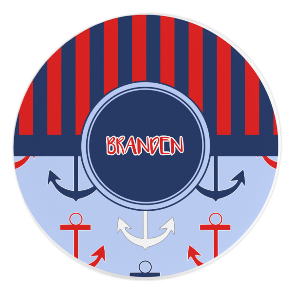 Custom Classic Anchor & Stripes Round Stone Trivet (Personalized)