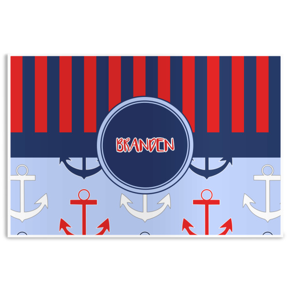 Custom Classic Anchor & Stripes Disposable Paper Placemats (Personalized)
