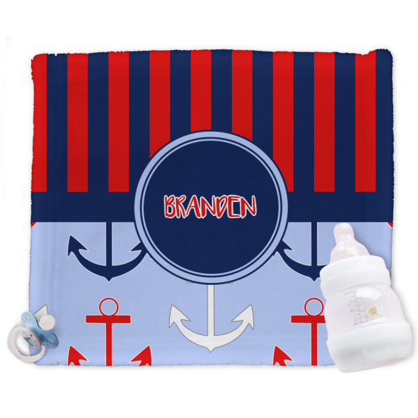 Custom Classic Anchor & Stripes Security Blanket (Personalized)