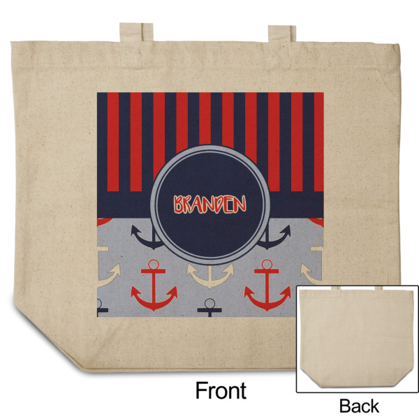 Custom Design - Reusable Cotton Grocery Bag - Front & Back View