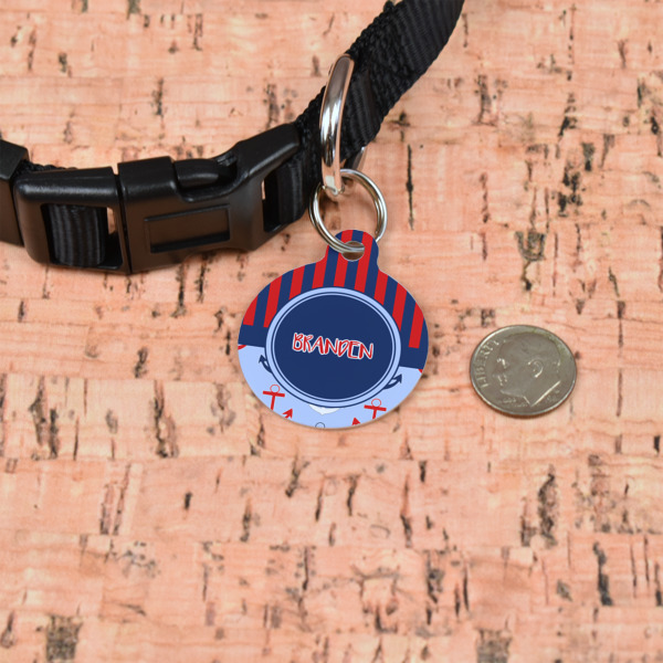 Custom Design - Round Pet ID Tag - Small - In Context