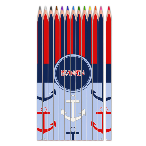 Custom Classic Anchor & Stripes Colored Pencils (Personalized)