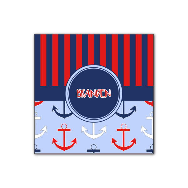 Custom Classic Anchor & Stripes Wood Print - 12x12 (Personalized)