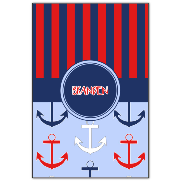 Custom Classic Anchor & Stripes Wood Print - 20x30 (Personalized)