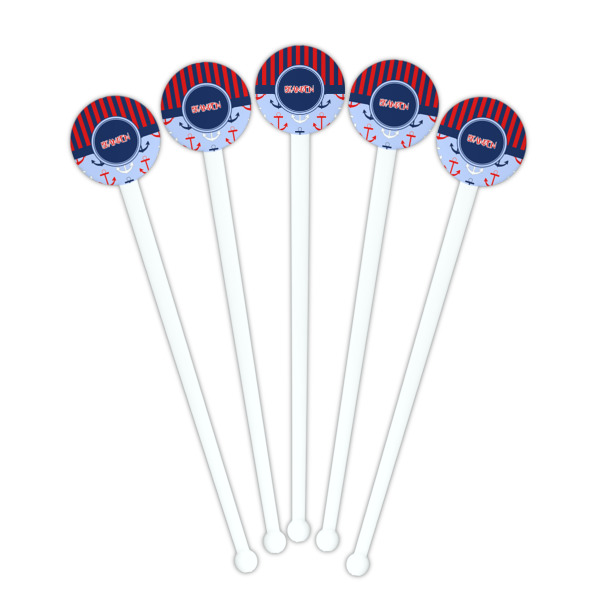 Custom Design - White Plastic 7" Stir Stick - Round - Fan View