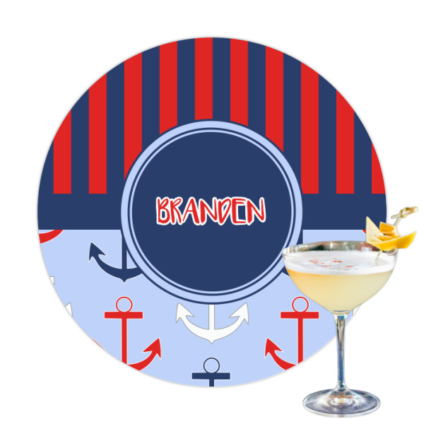 Custom Classic Anchor & Stripes Printed Drink Topper (Personalized)