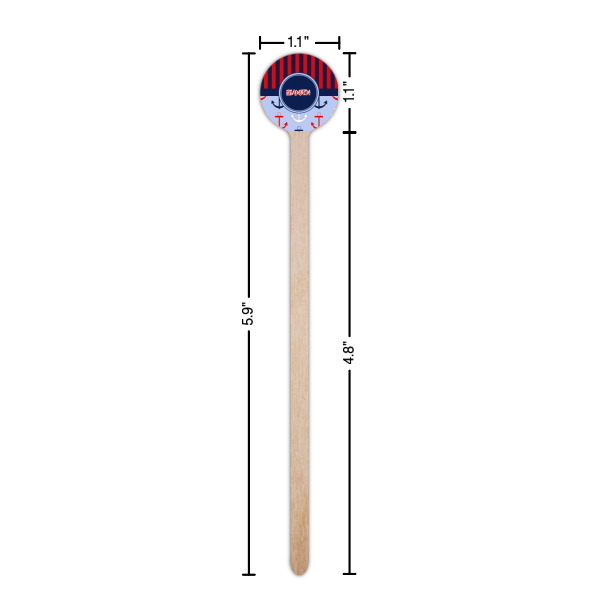 Custom Design - Wooden 6" Stir Stick - Round - Dimensions