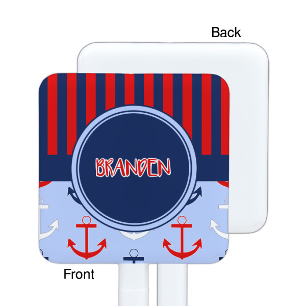 Custom Design - White Plastic Stir Stick - Single Sided - Square - Front & Back