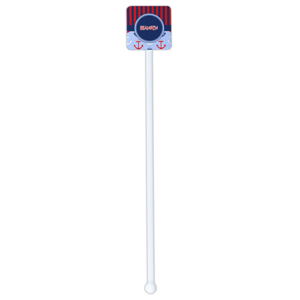Custom Design - White Plastic Stir Stick - Double Sided - Square - Single Stick
